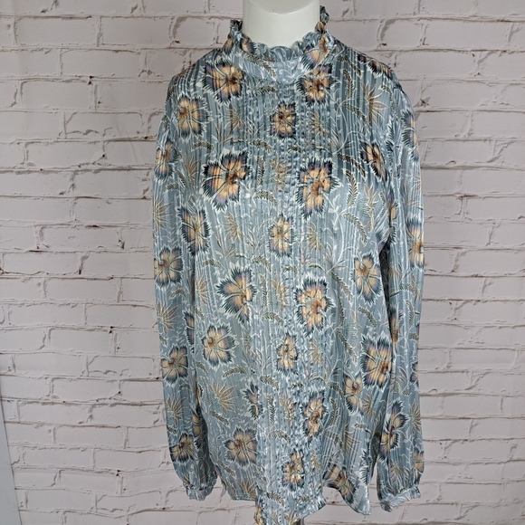 Mango Floral Print pleated Blouse - Picture 4 of 10